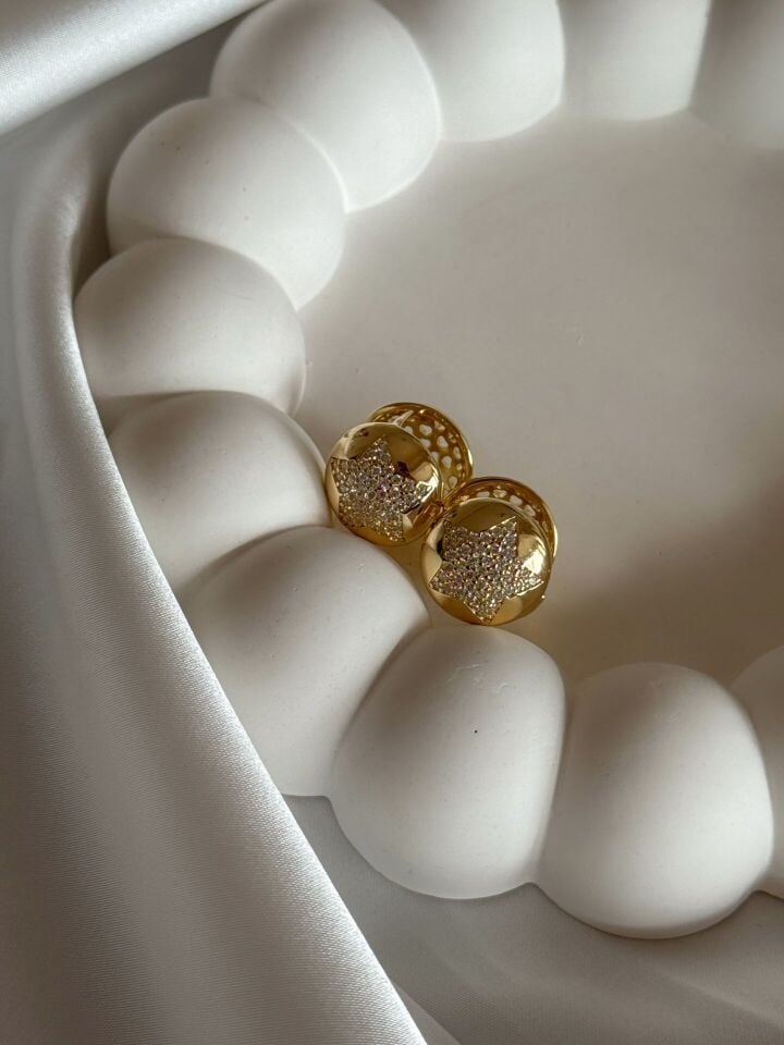Oval Yıldız Küpe
