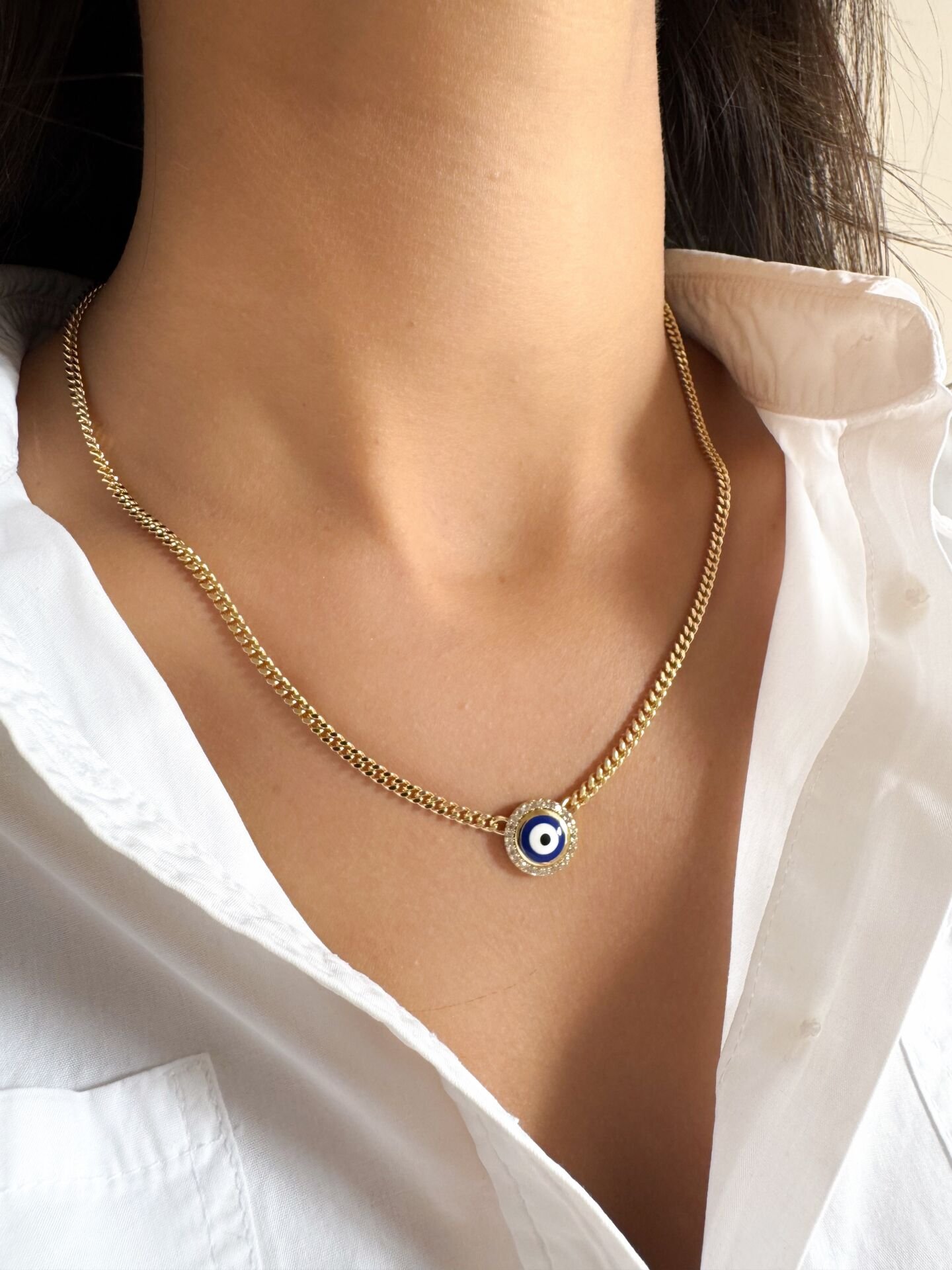 Nazar Boncuklu Zincir Kolye