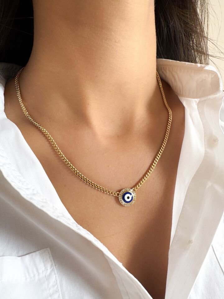 Nazar Boncuklu Zincir Kolye