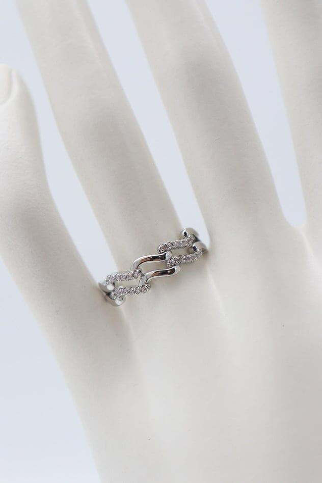 Çift Dalga Silver Işıltı Yüzük