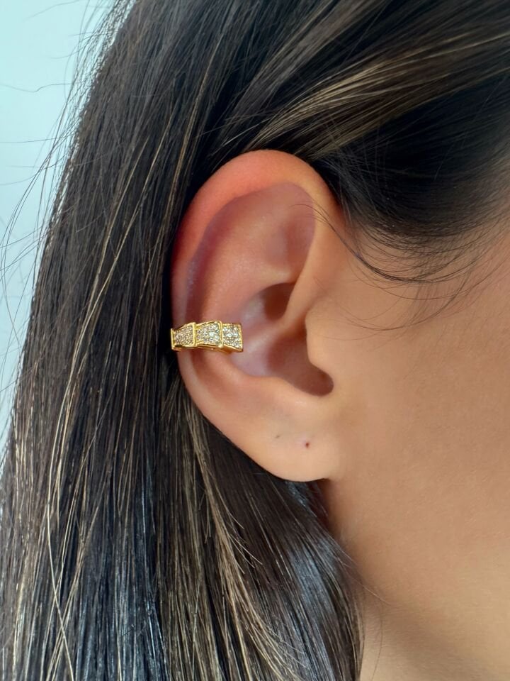 Şerit Taşlı Gold Earcuff