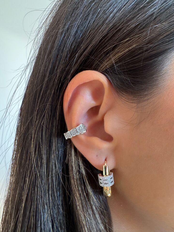 Şerit Taşlı Silver Earcuff