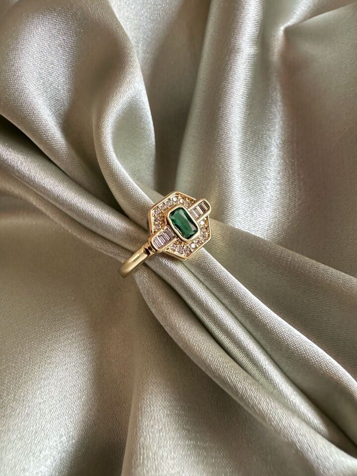 Vintage Zümrüt Taşlı Yüzük
