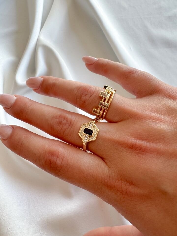 Vintage Zümrüt Taşlı Yüzük