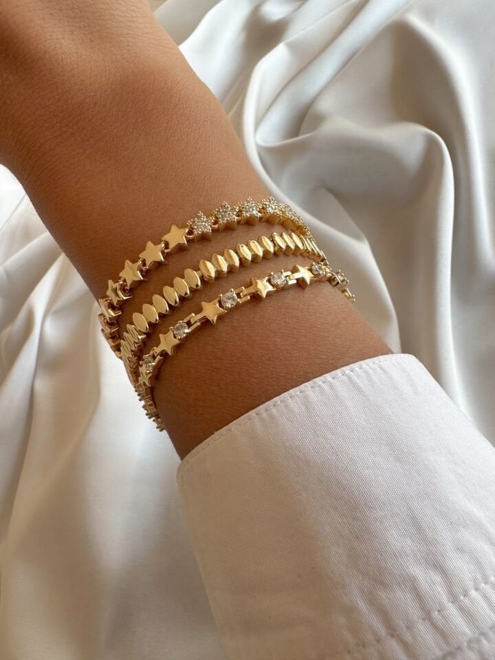 Zirkon Taşlı Yıldız Yolu Bileklik