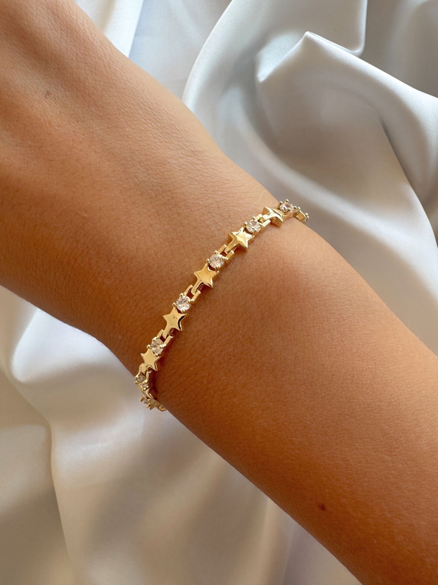 Zirkon Taşlı Yıldız Yolu Bileklik