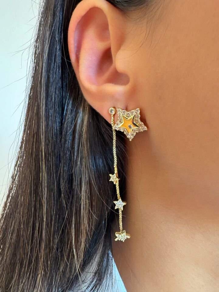 Taş Detaylı Üçlü Set Küpe