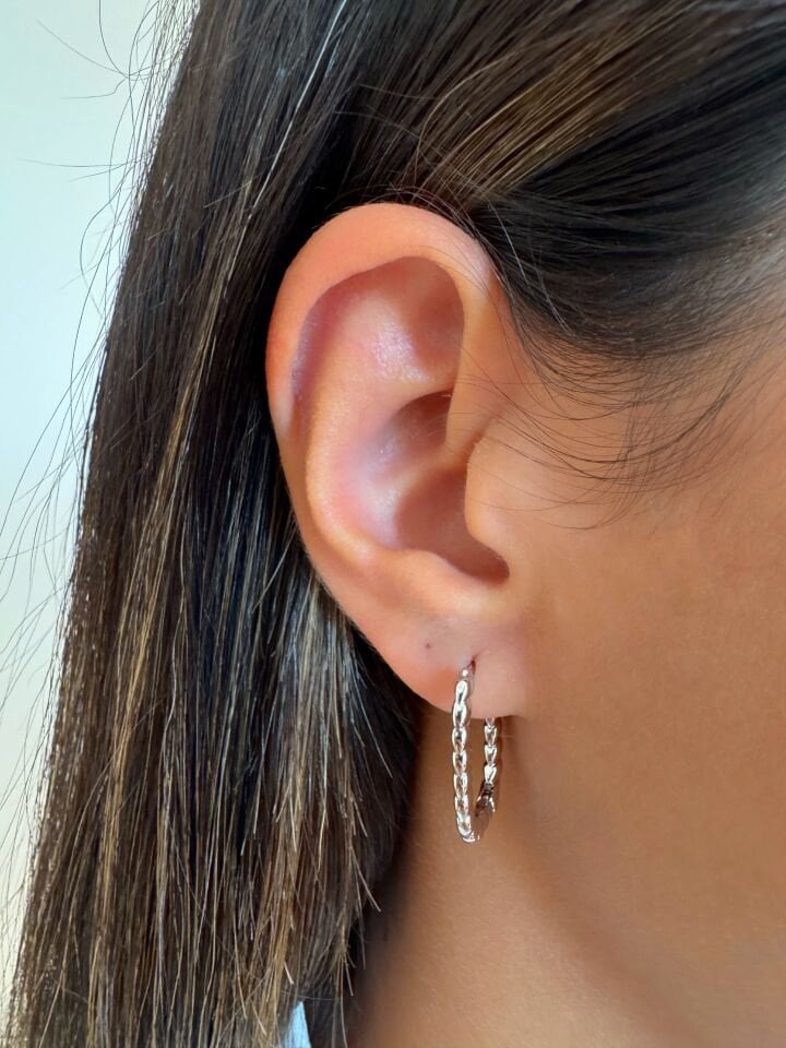 Silver Dikdörtgen Burgu Küpe