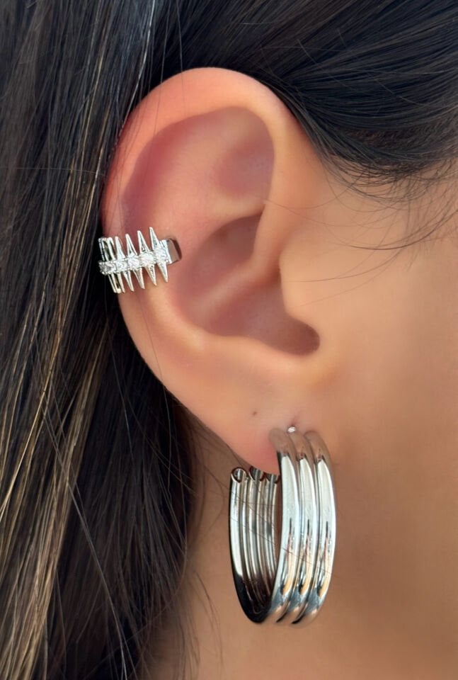 Şerit Silver Halka Küpe