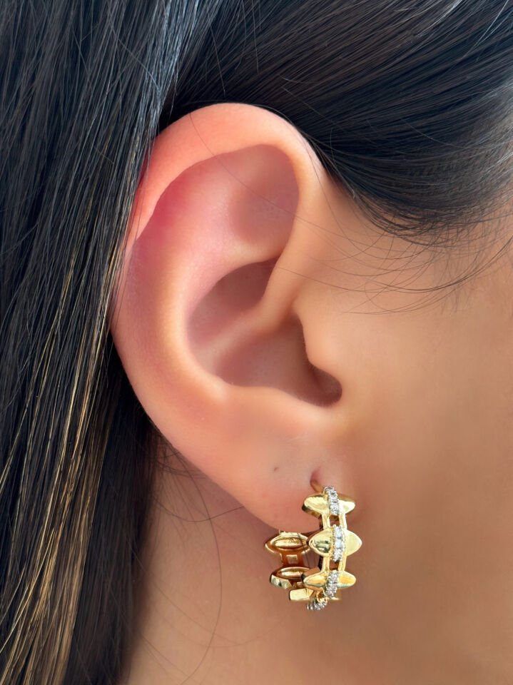 Taşlı Zikzak Küpe