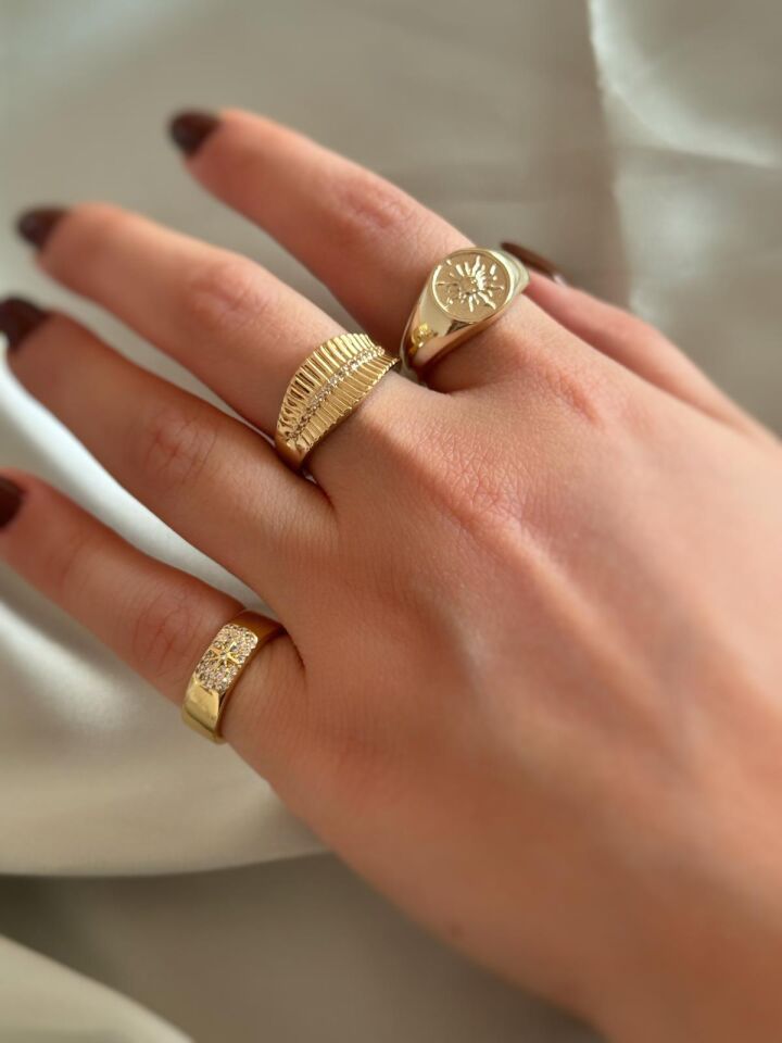Güneş Detaylı Yüzük