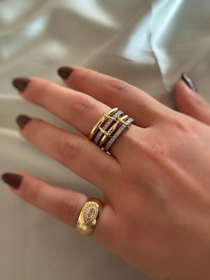 Taş Detaylı Çoklu Yüzük