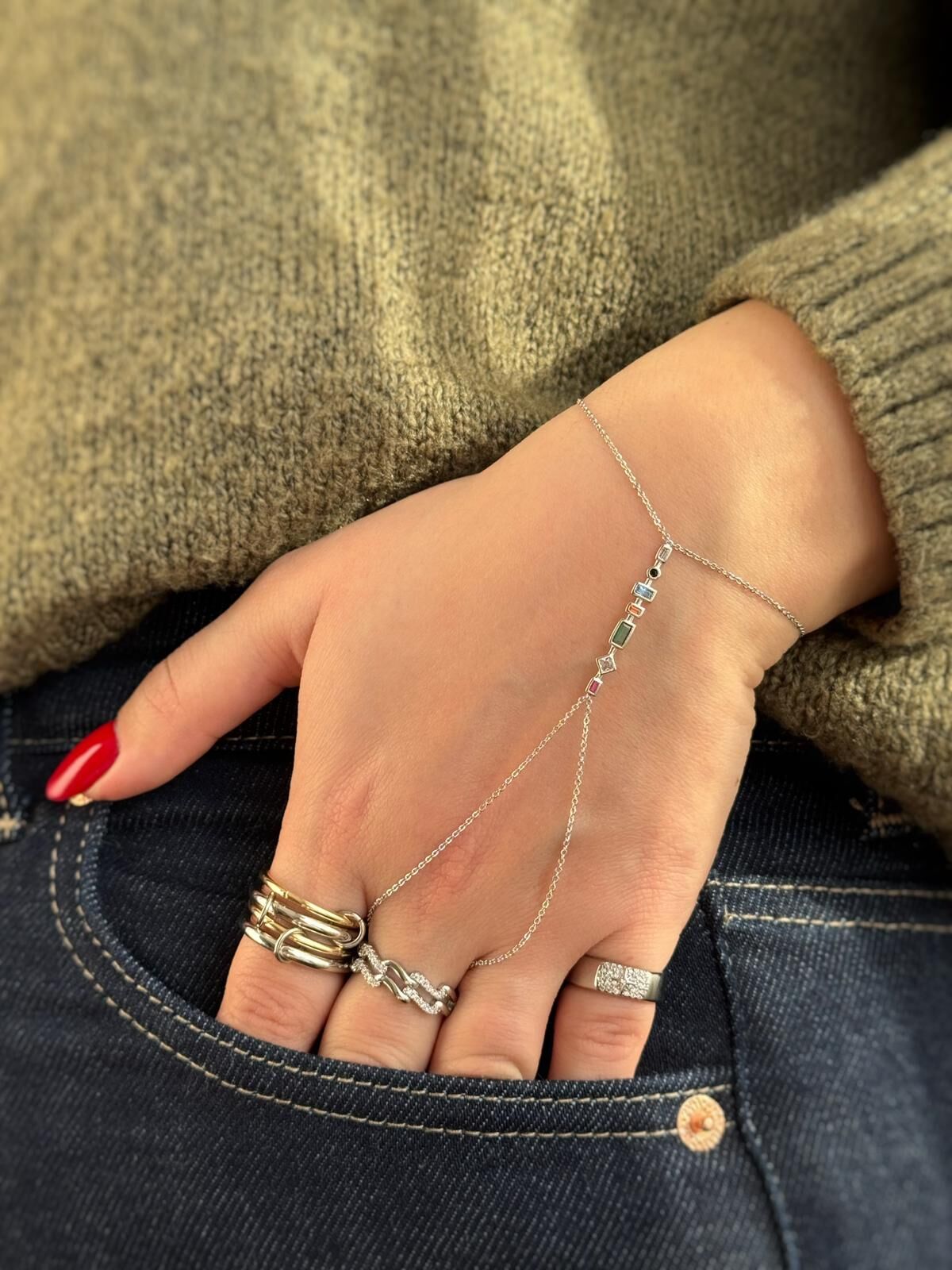 Silver Renkli Taşlı Şahmeran