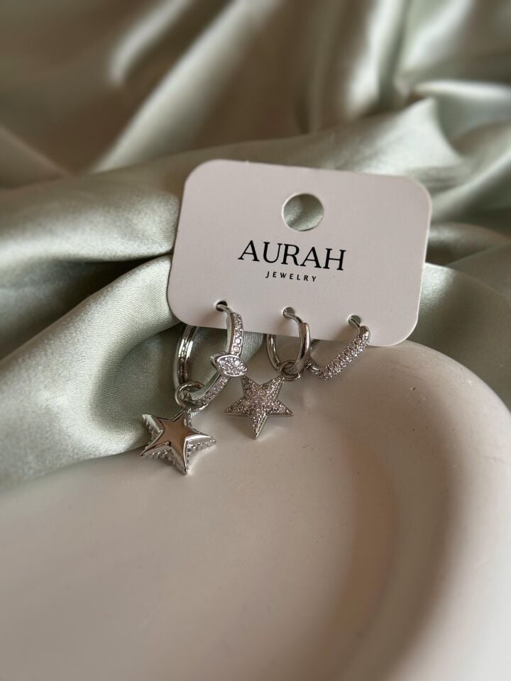 Yıldız Üçlü Küpe Set