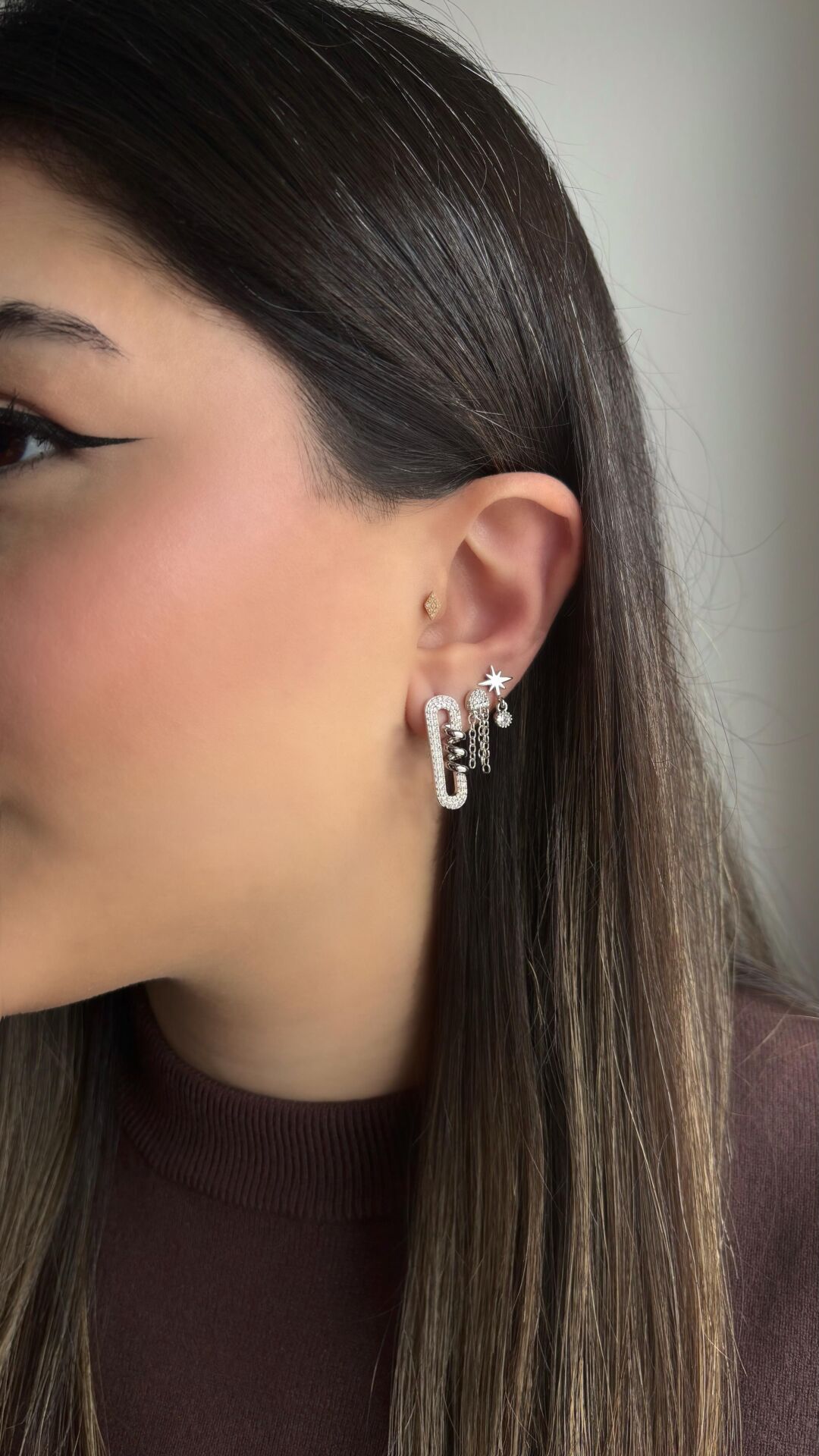 Silver Üçlü Küpe