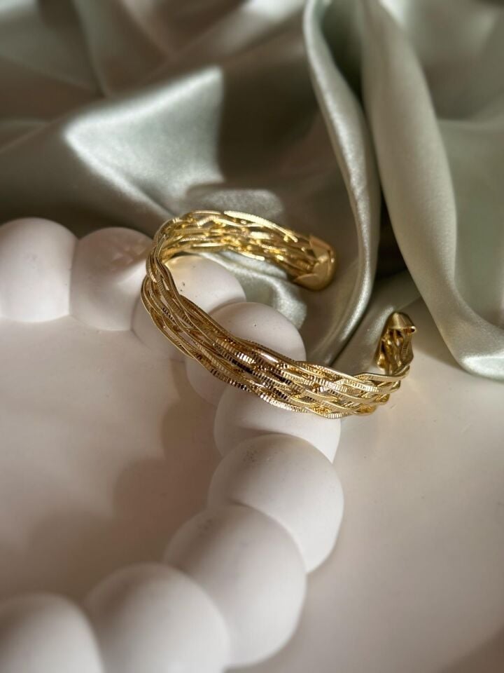 Gold Sıralı Kelepçe Bileklik