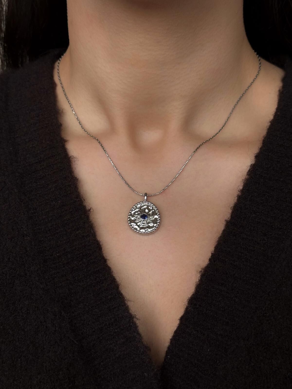 Silver Madalyon Kolye