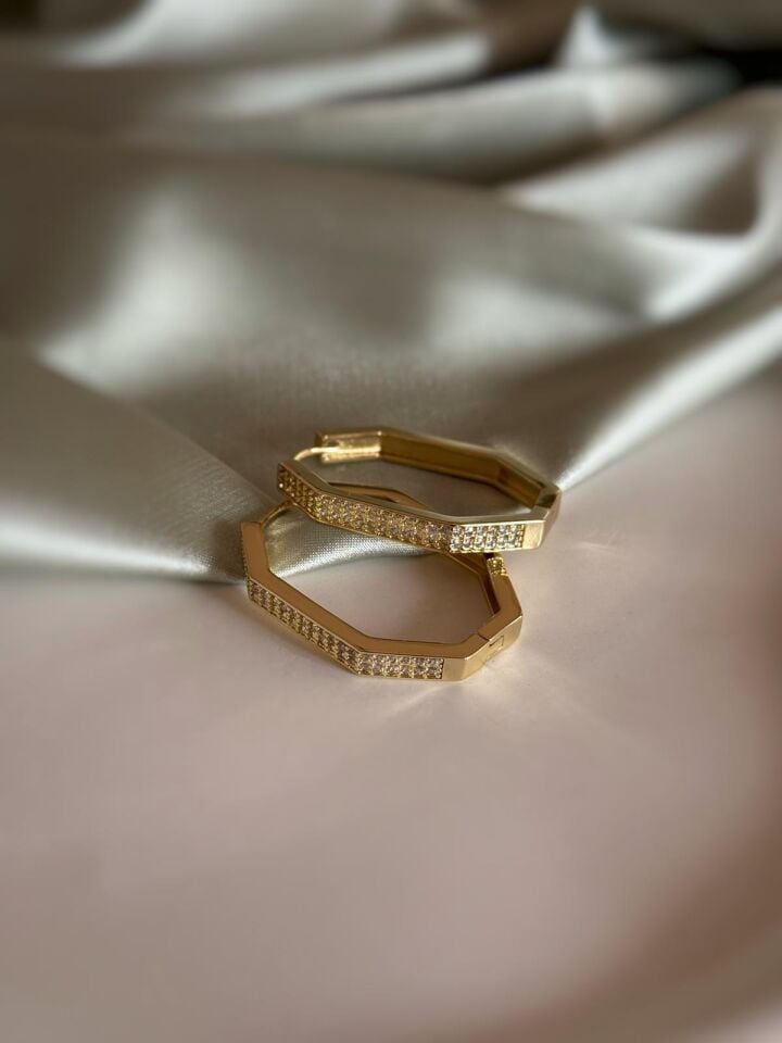 Geometrik Taşlı Küpe