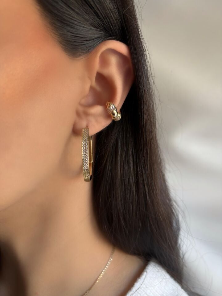 Geometrik Taşlı Küpe