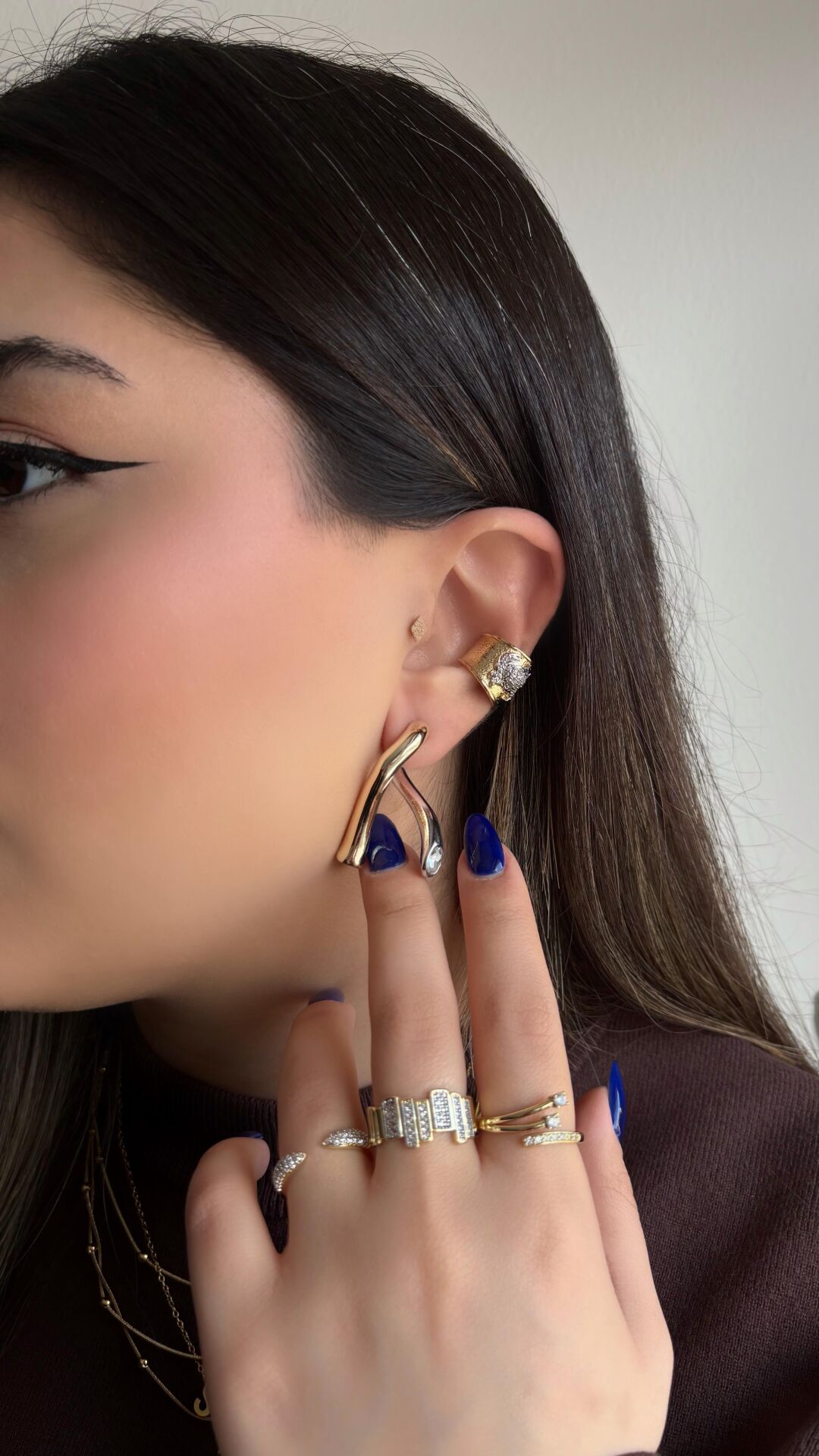 Silver Gold Tasarım Küpe