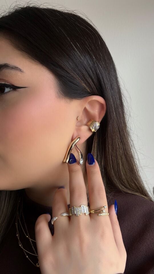 Silver Gold Tasarım Küpe