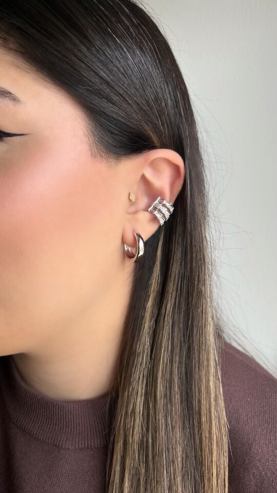 Silver Zikzak Taşlı Earcuff